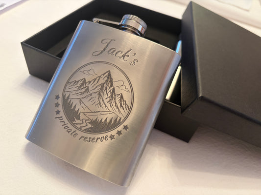 Customisable "Private Reserve" Hip Flask Gift Set