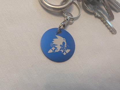 Laser Engraved Sonic the Hedgehog Keychain - Fan Gift