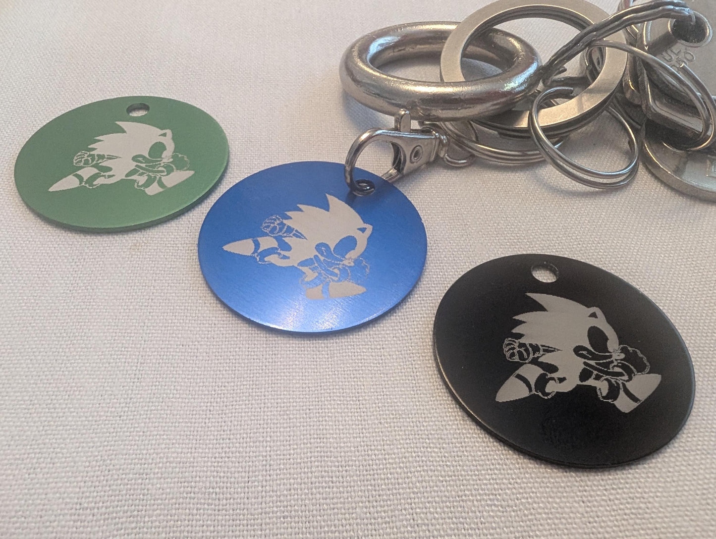 Laser Engraved Sonic the Hedgehog Keychain - Fan Gift