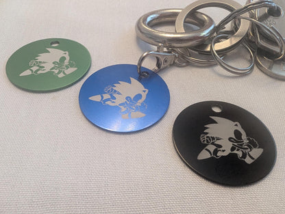 Laser Engraved Sonic the Hedgehog Keychain - Fan Gift