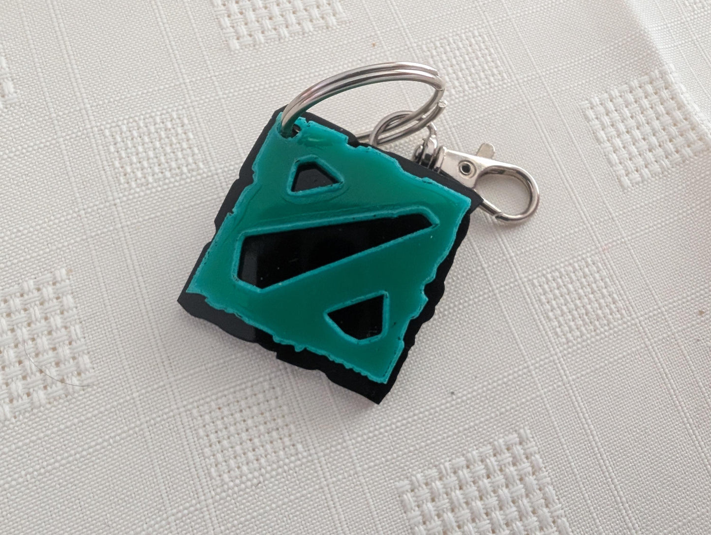 Dota 2 Diretide Acrylic Logo Keyring – Layered Green & Black Design Valve Key ring Keychain