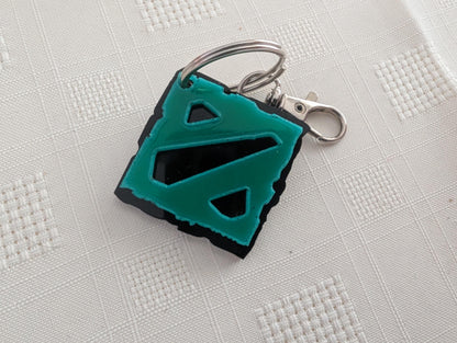 Dota 2 Diretide Acrylic Logo Keyring – Layered Green & Black Design Valve Key ring Keychain