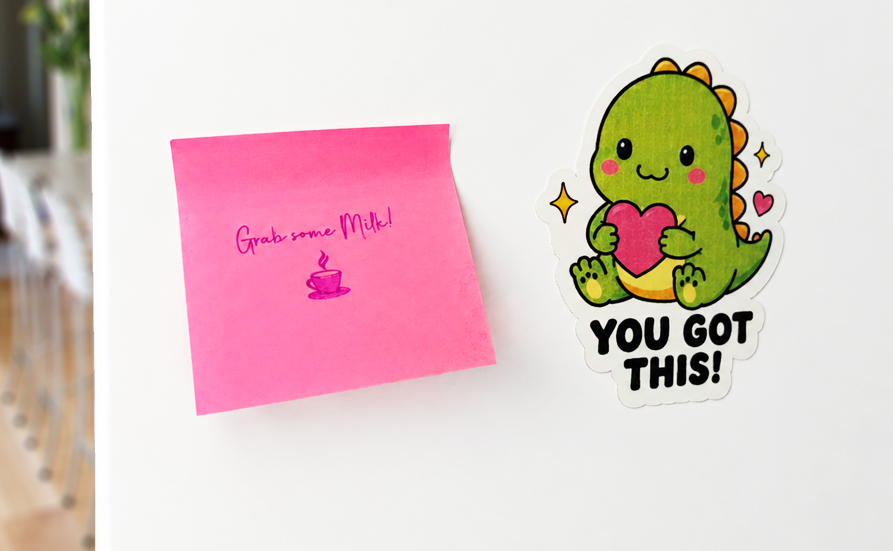 You got this! Dinosaur Fridge Magnet | Cute Motivational Kitchen Magnet | Kawaii Dino Gift | Positive Mental Health Gift