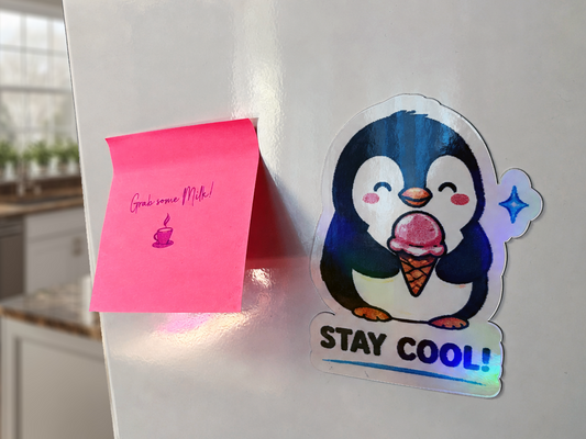 Stay Cool! Penguin Fridge Magnet | Cute Motivational Kitchen Magnet | Kawaii penguin Gift | Positive Mental Health Gift