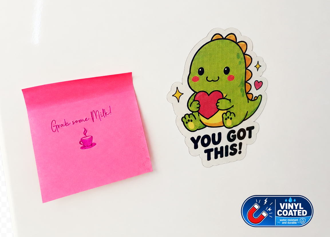 You got this! Dinosaur Fridge Magnet | Cute Motivational Kitchen Magnet | Kawaii Dino Gift | Positive Mental Health Gift
