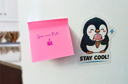 Stay Cool! Penguin Fridge Magnet | Cute Motivational Kitchen Magnet | Kawaii penguin Gift | Positive Mental Health Gift