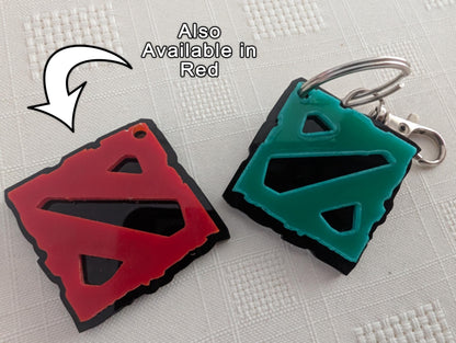 Dota 2 Diretide Acrylic Logo Keyring – Layered Green & Black Design Valve Key ring Keychain