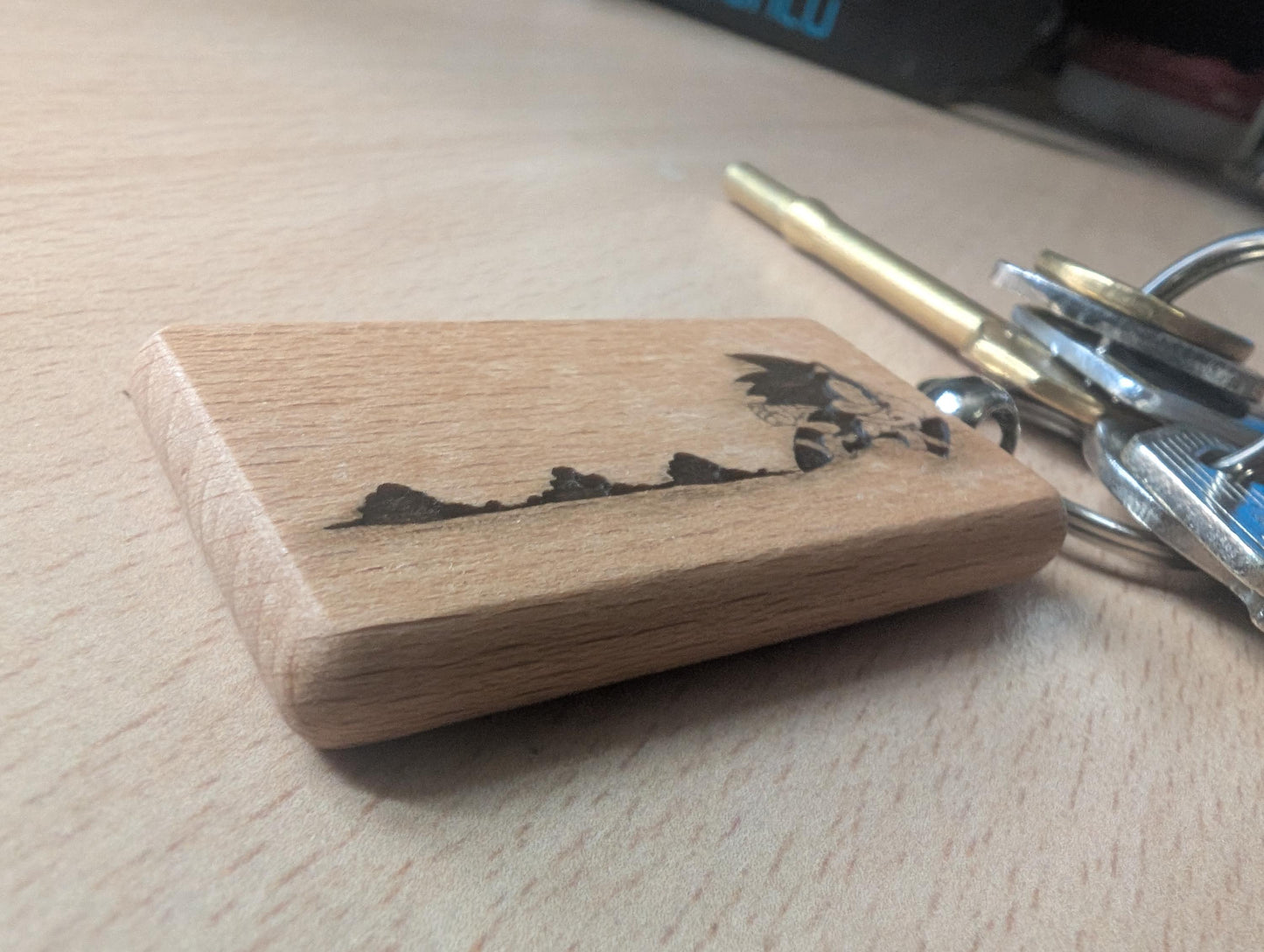 Laser Engraved Sonic the Hedgehog Wooden Keychain - Fan Gift