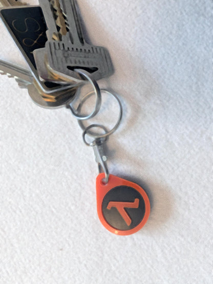 Half Life Acrylic Logo Keyring – Layered Orange & Black Design Valve Key ring Keychain