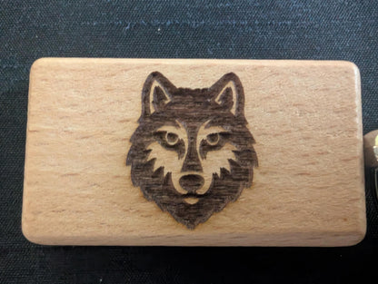 Handmade Wooden Wolf Keychain –  Animal Key Ring