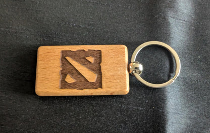 Dota 2 Wooden Logo Keyring – Ideal Gift for Gamers