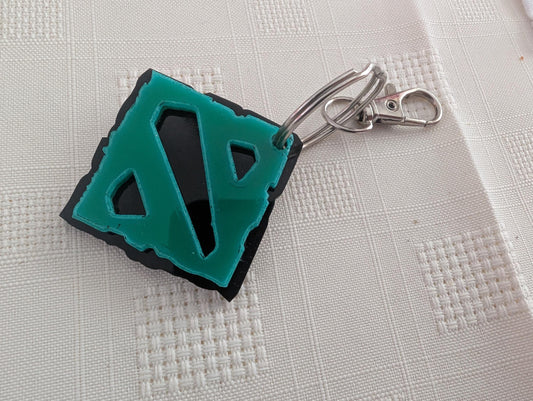 Dota 2 Diretide Acrylic Logo Keyring – Layered Green & Black Design Valve Key ring Keychain
