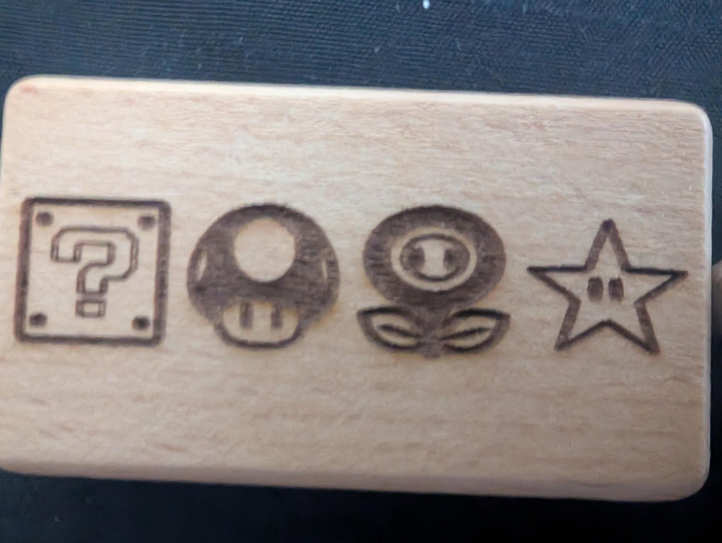 Laser Engraved Mario Power-up Wooden Keychain - Fan Gift