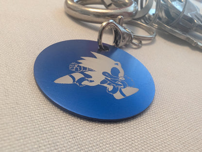 Laser Engraved Sonic the Hedgehog Keychain - Fan Gift