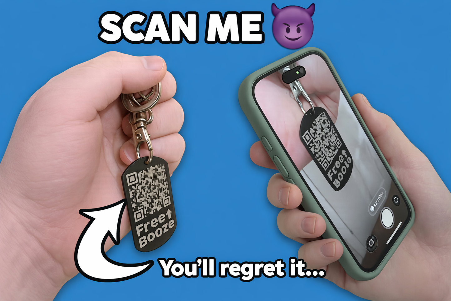 QR Code Prank Keyring | Rickroll Keychain | Funny Gag Gift | Scan for Surprise | Novelty Gamer Gift | BasicIsBestUK