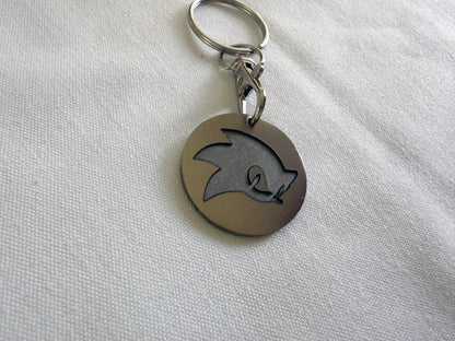 Sonic The Hedgehog Inspired Metal Keyring | 3D Engraved Stainless Steel Gamer Keychain | Thick 1.5mm Blue Steel Charm | BasicIsBestUK