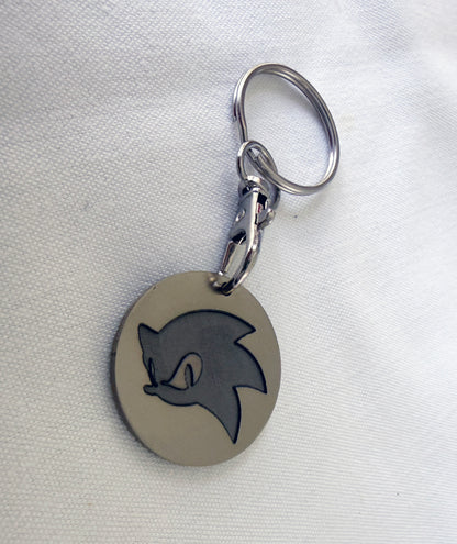 Sonic The Hedgehog Inspired Metal Keyring | 3D Engraved Stainless Steel Gamer Keychain | Thick 1.5mm Blue Steel Charm | BasicIsBestUK