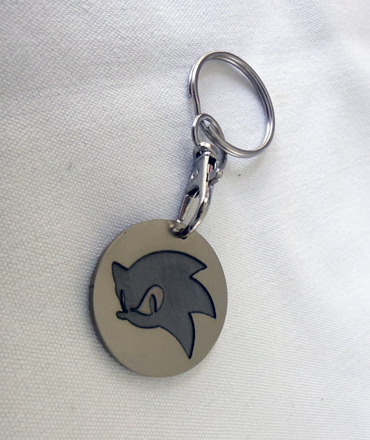 Sonic The Hedgehog Inspired Metal Keyring | 3D Engraved Stainless Steel Gamer Keychain | Thick 1.5mm Blue Steel Charm | BasicIsBestUK