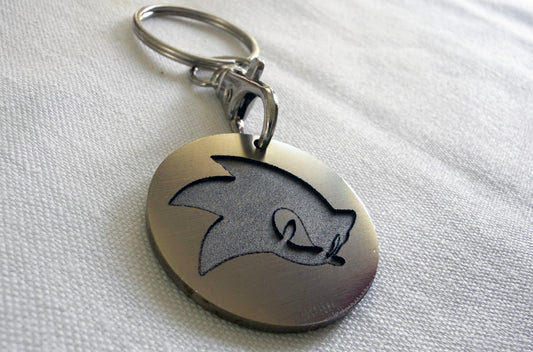 Sonic The Hedgehog Inspired Metal Keyring | 3D Engraved Stainless Steel Gamer Keychain | Thick 1.5mm Blue Steel Charm | BasicIsBestUK
