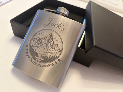 Customisable "Private Reserve" Hip Flask Gift Set