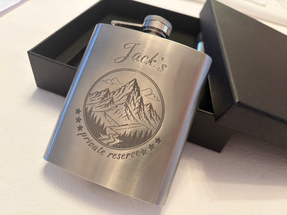 Customisable "Private Reserve" Hip Flask Gift Set