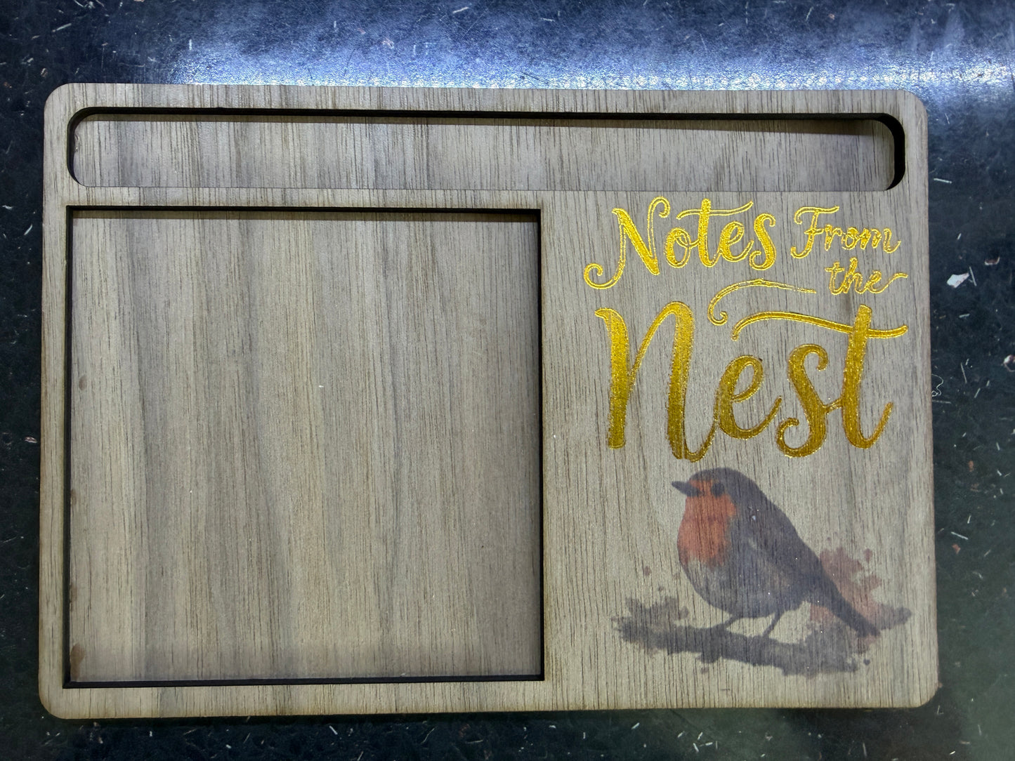 Robin Sticky Note Holder | Notes From The Nest Desk Organiser | Wooden Post-it Note Pad Holder | Bird Lover Gift | Rustic Office Desk Accessory