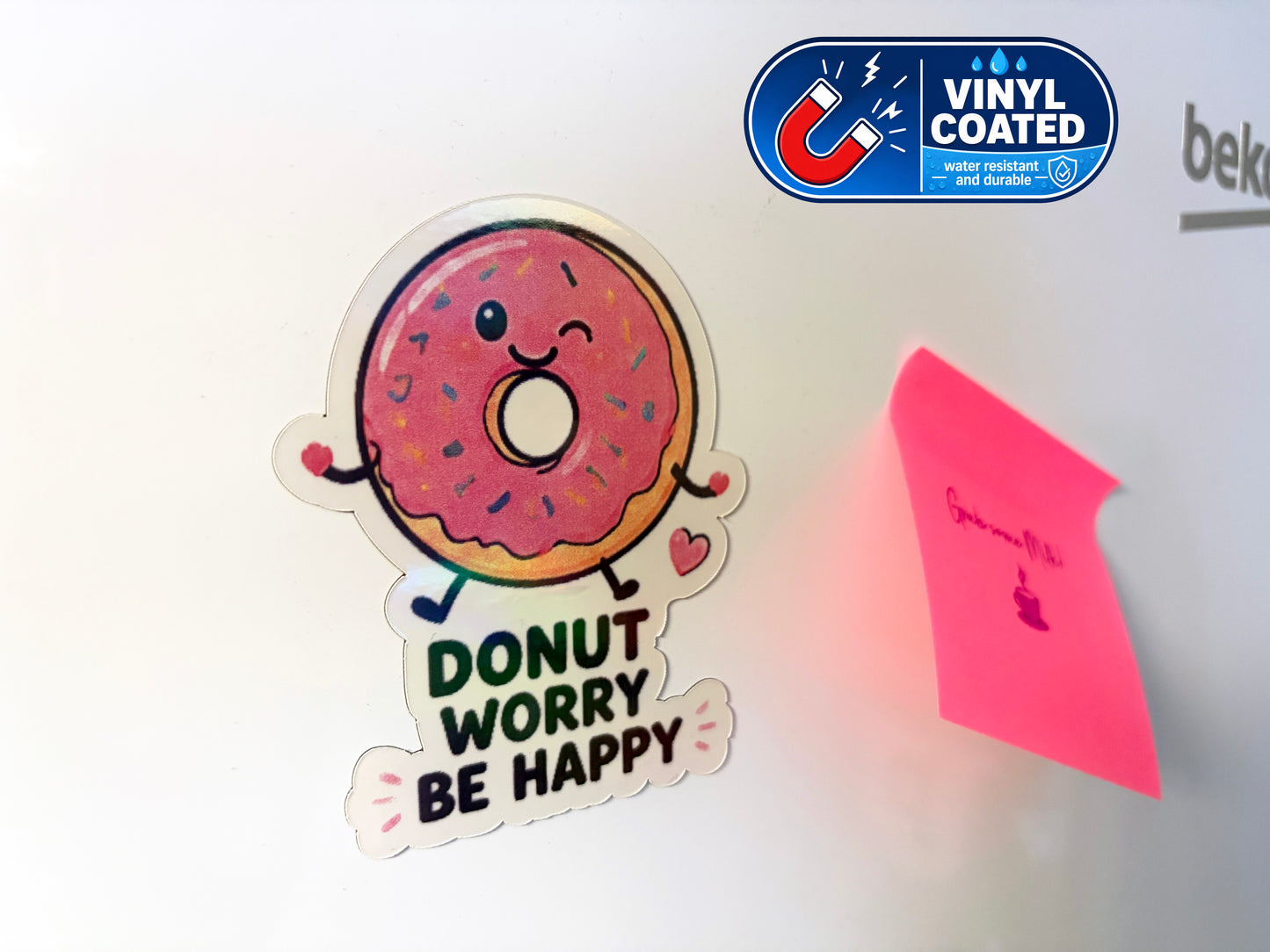 Donut Worry! Fridge Magnet | Cute Motivational Kitchen Magnet | Kawaii Gift | Positive Mental Health Gift