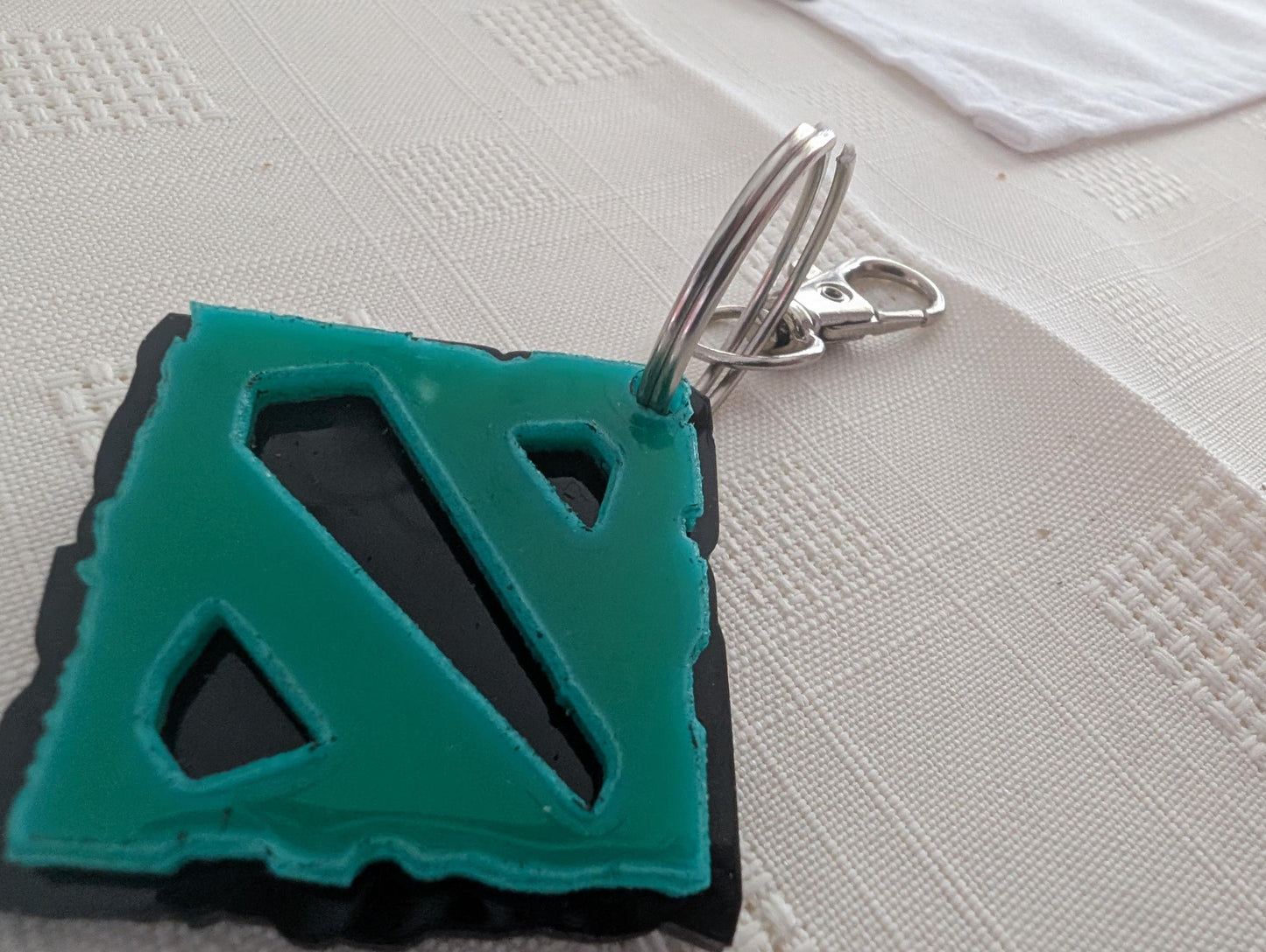 Dota 2 Diretide Acrylic Logo Keyring – Layered Green & Black Design Valve Key ring Keychain