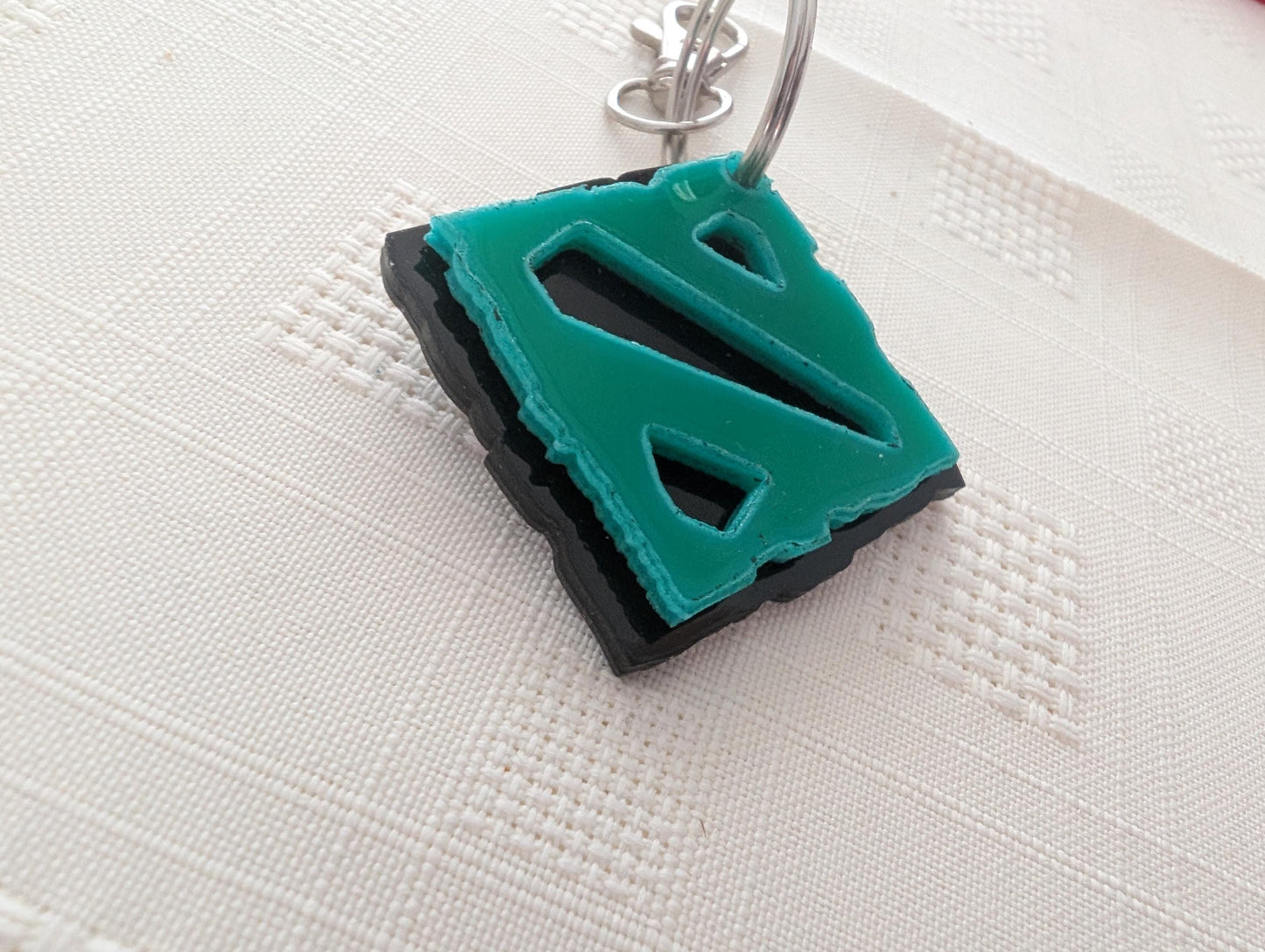 Dota 2 Diretide Acrylic Logo Keyring – Layered Green & Black Design Valve Key ring Keychain