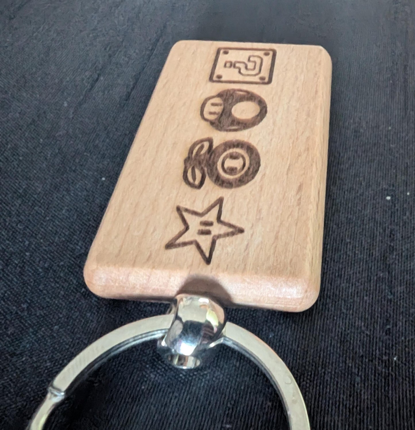 Laser Engraved Mario Power-up Wooden Keychain - Fan Gift