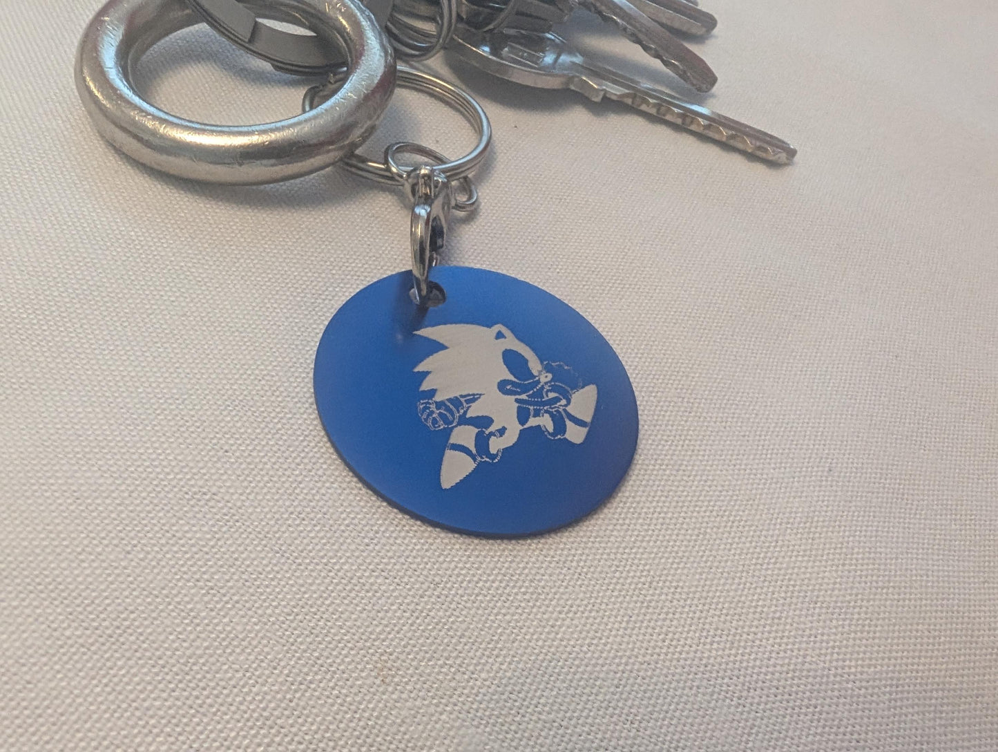 Laser Engraved Sonic the Hedgehog Keychain - Fan Gift