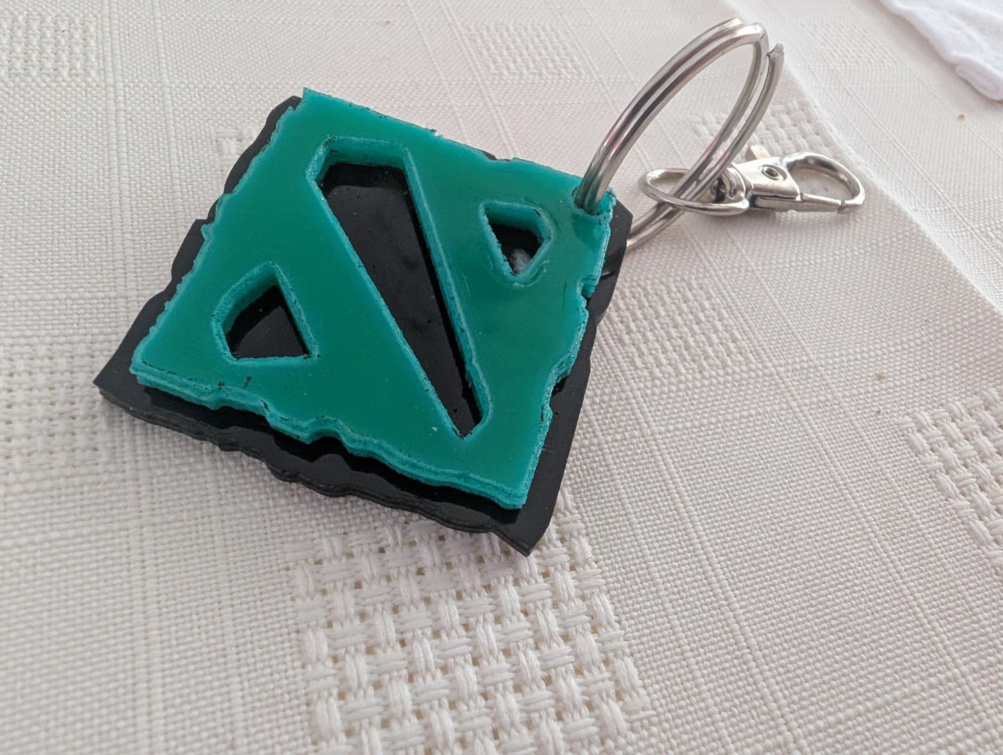 Dota 2 Diretide Acrylic Logo Keyring – Layered Green & Black Design Valve Key ring Keychain