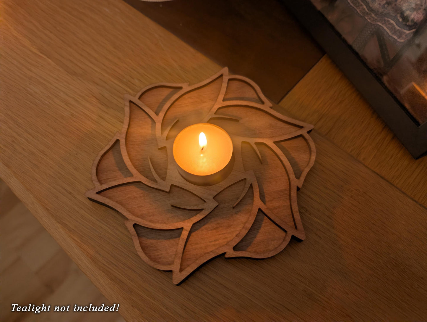 Wooden Lotus Tealight Holder – Handmade Layered Wood Candle Holder (Single or Pair)